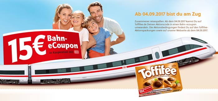 15€ Deutsche Bahn eCoupon in Toffifee Aktionspackungen