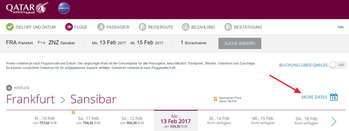 Qatar Airways Flugsuche