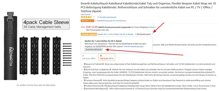 Kabelschlauch Gutschein aktivieren