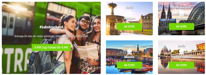 FlixTrain Tickets für 9,99€