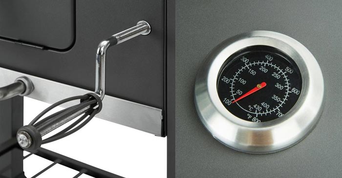 Grillmax Holzkohlegrill Thermometer + Kohlekurbel