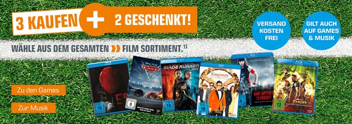 Saturn 5 für 3 Entertainment Aktion: Filme Schnäppchen