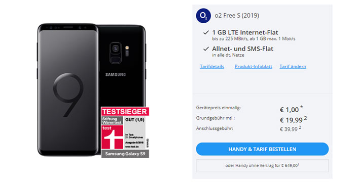 Samsung Galaxy S9 + o2 Free S Tarif