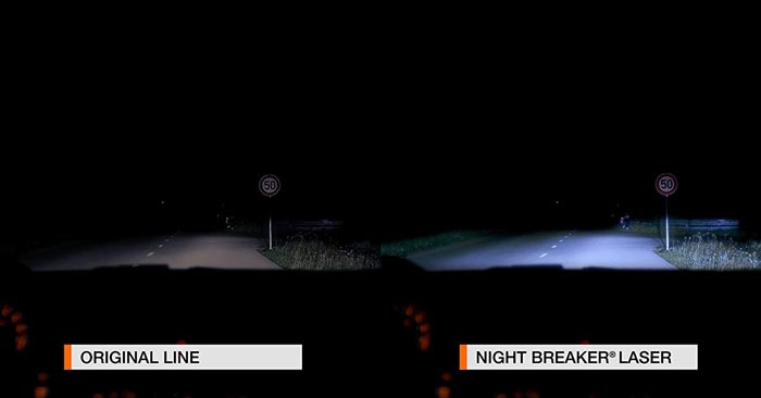 Vergleich Osram Night Breaker vs. herkömmliche Scheinwerferlampe