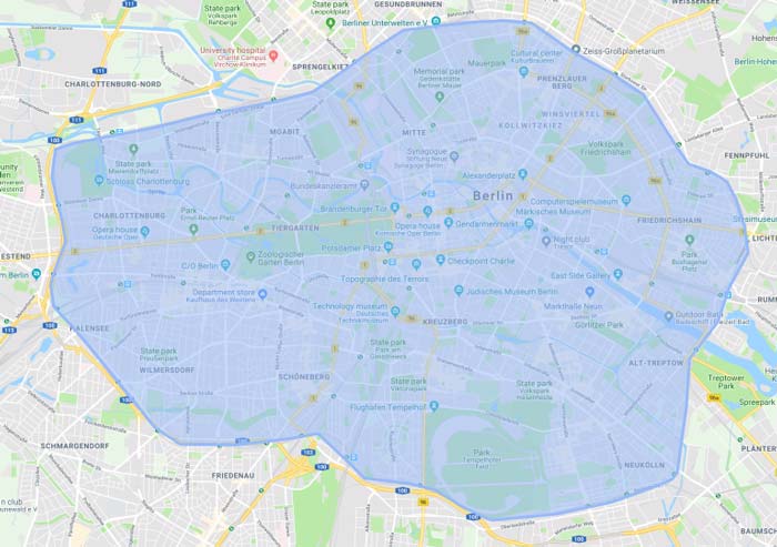 Uber Stadtgebiet Berlin