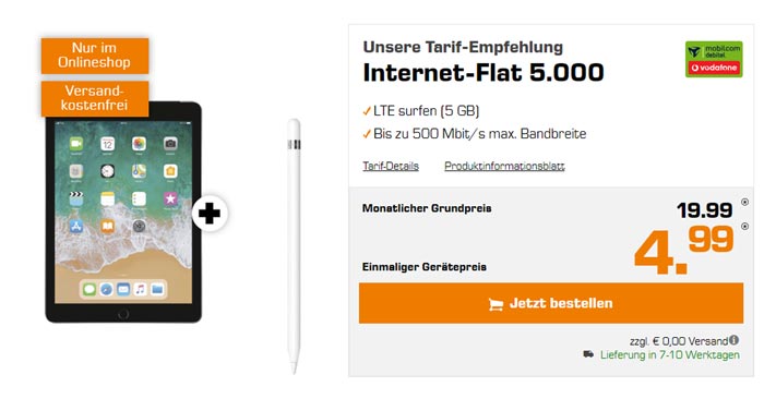 Vodafone Internet-Flat 5000 + iPad 2018