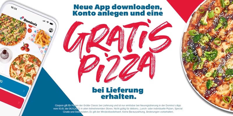 Embryo Vouwen Honger Gratis Domino's Pizza bei Neuanmeldung in der App