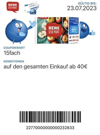 REWE Payback Aktion: 15-fach Payback Punkte [November 2023]