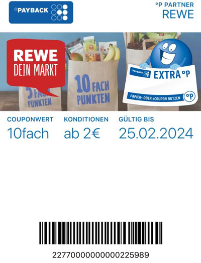 REWE Payback Aktion: 10-fach Payback Punkte [Februar 2024]