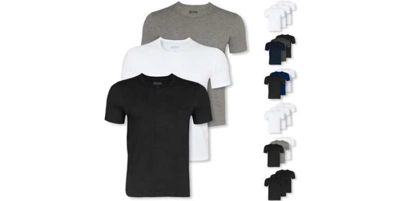 3x Hugo Boss T-Shirts (V-Neck) aus Baumwolle für 30,95€
