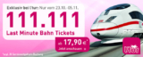 111.111 LTUR Last Minute Bahn Tickets deutschlandweit ab 17,90€