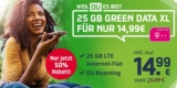 mobilcom-debitel green Data XL Datentarif mit 25 GB LTE für 14,99€/Monat + 50€ Amazon Gutschein Prämie – Telekom Netz