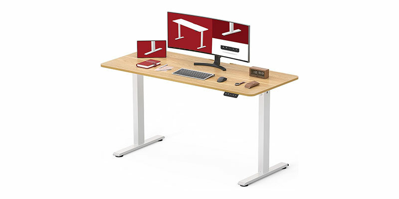 Sanodesk Schreibtisch QS1 (elektrisch höhenverstellbar) mit Ahorn-Platte in 110 x 60 cm für 84,98€