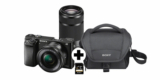 Sony Alpha 6000 Kit Systemkamera + 2x Objektive (16-50 mm + 55-210 mm), SD Karte & Kameratasche für 616,61€