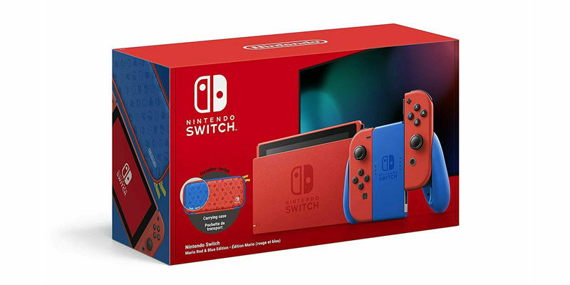 Nintendo Switch Spielekonsole V2 (Mario Red & Blue Edition) für 259,20€