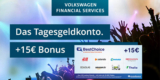 Volkswagen Bank Tagesgeldkonto mit 3,8% Zinsen p.a. für 6 Monate + 15€ BestChoice-/ Amazon Gutschein